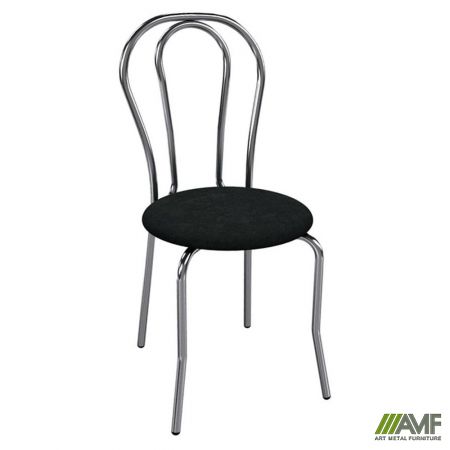 Стілець кухонний AMF Тюльпан хром Шкірозамінник чорний (050153)